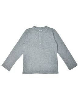 Funkrafts Boys Full Sleeves 100% Cotton Henley T-Shirt - Grey Melange-7-8 Years