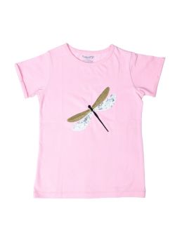 FUNKRAFTS Girls Half Sleeves Sequence 100% Cotton T-Shirt - Pink-1