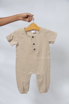Fluffy Munchkin-Half sleeves Romper-0-3 Months-Grey
