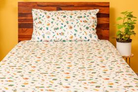 Zookeeper-ONE FLATE SHEET-SINGLE+ ONE SHAM+PACKING BAG-Ribbons and Flowers*-FLATESHEET SINGLE
