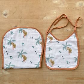 Bhaakur-Bib+Burp Cloth Set ( Monkey Print)