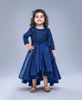 Jelly Jones-Navy A-symmetric Full Sleeve Dress