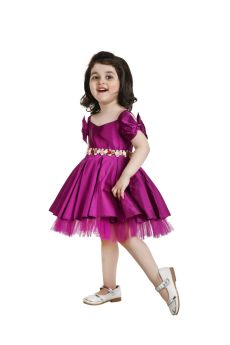 Jelly Jones-Wine Dress With Flower Belt Detailed 
