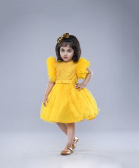 Jelly Jones-Yellow Sleeve Frill Dress