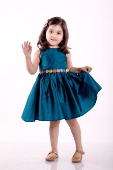 Jelly Jones-Turq. Sleeveless Flower Belt Dress