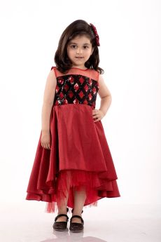 Jelly Jones-Maroon Sequence A-symmetric Dress