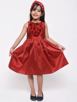 Jelly Jones Maroon Flower Applique Dress 
