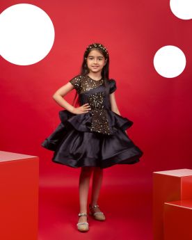 Jelly Jones-Black Dress with sequence Bow-JJ191