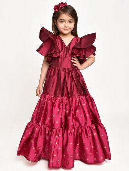 Jelly Jones  Flared Sleeve Gown with Hair Band -Wine