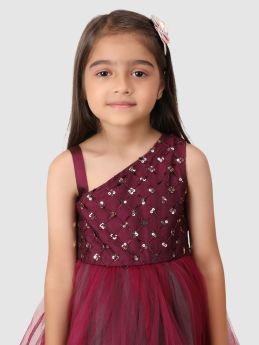 Jelly Jones- Duel shade Asymtric Sequance Flared Dress-130