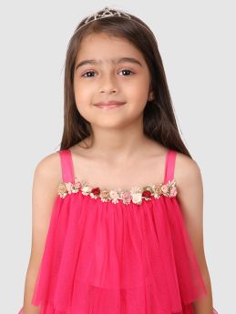 Jelly Jones- Pink Flower Belt layred Gown -2-3 Years