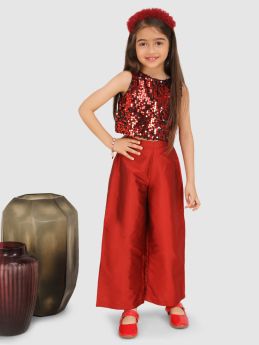 Jelly Jones  emblished with Sequance Top &amp;  pant -Maroon-3-4 Years