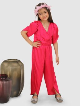Jelly Jones  Pleated top with petal sleeve & Pant  -Pink