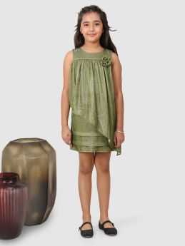 Jelly Jones  knee length glitter Dress Green-JJ#164-3-4 Years