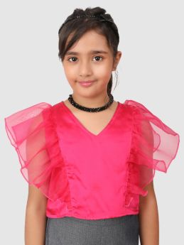 Jelly Jones ruffle Sleeve top Pink-JJC#61