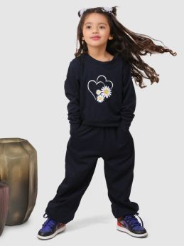 Jelly Jones Co-ord set with heart print  Navy Blue-JJK#09