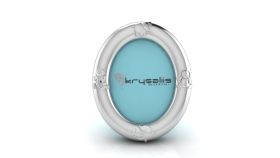 Sterling Silver-Silver Plated Photo Frame for Baby &amp; Kids- Oval with Animal Motifs-Blue