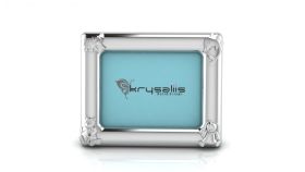 Sterling Silver-Silver Plated Photo Frame for Baby &amp; Kids- Rectangle with Animal Motifs-Blue