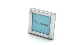 Sterling Silver-Silver Plated  Photo Frame for Baby &amp; Kids- Square with Teddy-Blue