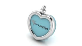 Sterling Silver-Silver Plated Photo Frame for Baby &amp; Kids- Heart with Teddy-Blue