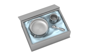 Sterling Silver-Silver Plated Gift Set for Baby - Hamper with Piggy Bowl, Cup and Spoon-Blue