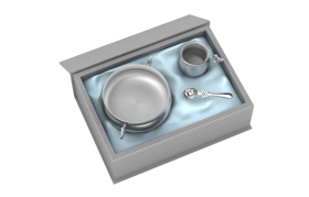 Sterling Silver-Silver Plated Gift Set for Baby - Hamper with Star Bowl, Cup and Spoon-Blue