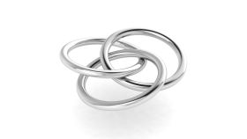 Sterling Silver-Silver Plated Baby Rattle - 3 Ring Plain Teether