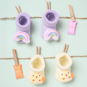 Kicks & Crawl -Rainbow Chick 3D Socks - Pack of 2 -LEY-1010222