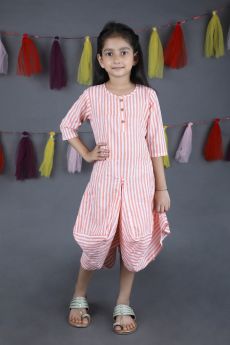THE COTTON STAPLE-PEACH COWL DRESS-2-3 Years