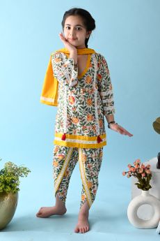 THE COTTON STAPLE-UZMA DHOTI SET-2-3 Years