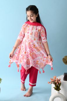 THE COTTON STAPLE-NAVYA ANARKALI SET-2-3 Years