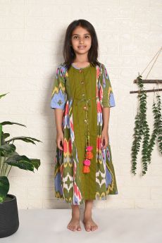 THE COTTON STAPLE-PEASENT IKAT DRESS-2-3 Years
