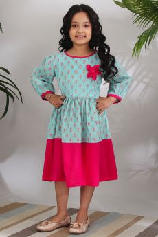 THE COTTON STAPLE-CHINAR PHOOL DRESS-4-5 Years