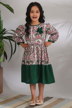 THE COTTON STAPLE-MUGHAL PHOOL DRESS-2-3 Years