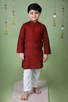 THE COTTON STAPLE-MAROON KURTA SET