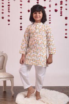THE COTTON STAPLE-MACAW KURTA SET-2-3 Years