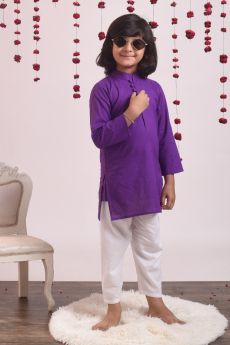 THE COTTON STAPLE-VIOLET KURTA SET