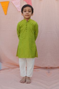 THE COTTON STAPLE-GREEN KURTA SET