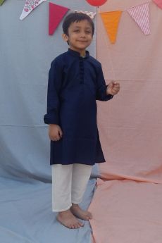 THE COTTON STAPLE-NAVY KURTA SET