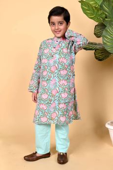 THE COTTON STAPLE-VINE KURTA SET-2-3 Years