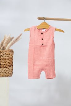 Fluffy Munchkin-Knee Length Romper-0-3 Months-Peach
