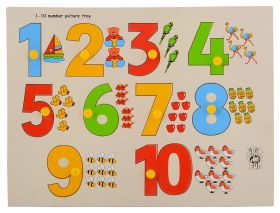 Skillofun-Number With Picture Tray (1-10) (With Knobs)