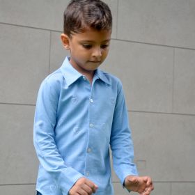 Nanhey-Little Hearts Embroidered Denim Shirt-Made to Order