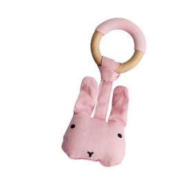 Little Rawr Wood Plush Rattle Teether Toy- RABBIT