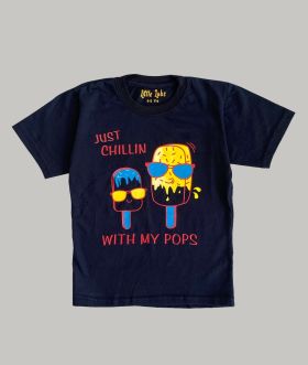 Little labs icecream print t-shirt - Dark Blue-2-3 Years