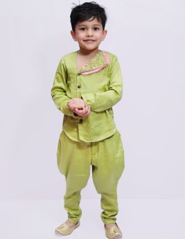 Tutus by Tutu-Green Asymmetric Embroidery Shirt Pant-6-12 Months