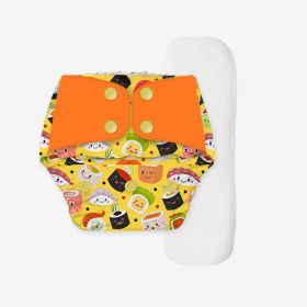 Snugkins - Regular Diaper by Snugkins -Freesize Reusable, Waterproof & Washable Cloth Diapers for day time use. Contains 1 Pocket Diaper & 1 Wet-Free Microfiber Terry Soaker (Fits babies 5-17kgs) - Mushi Sushi