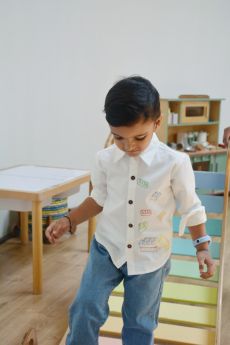 Nanhey-Building Blocks Embroidered Unisex Shirt - White