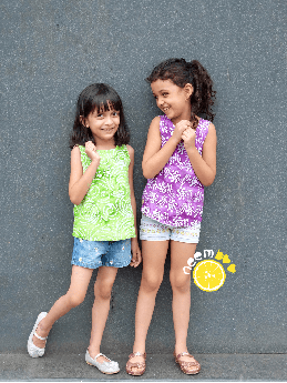 Neemboo Jack n Jill Reversible Top - Green &amp; Purple-3-4 Years