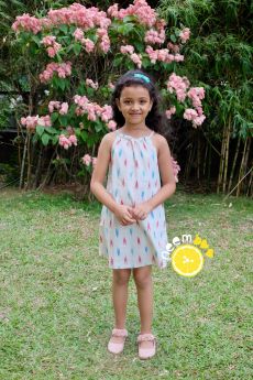 Neemboo Knotty Little Dress - White Ikat-2-3 Years